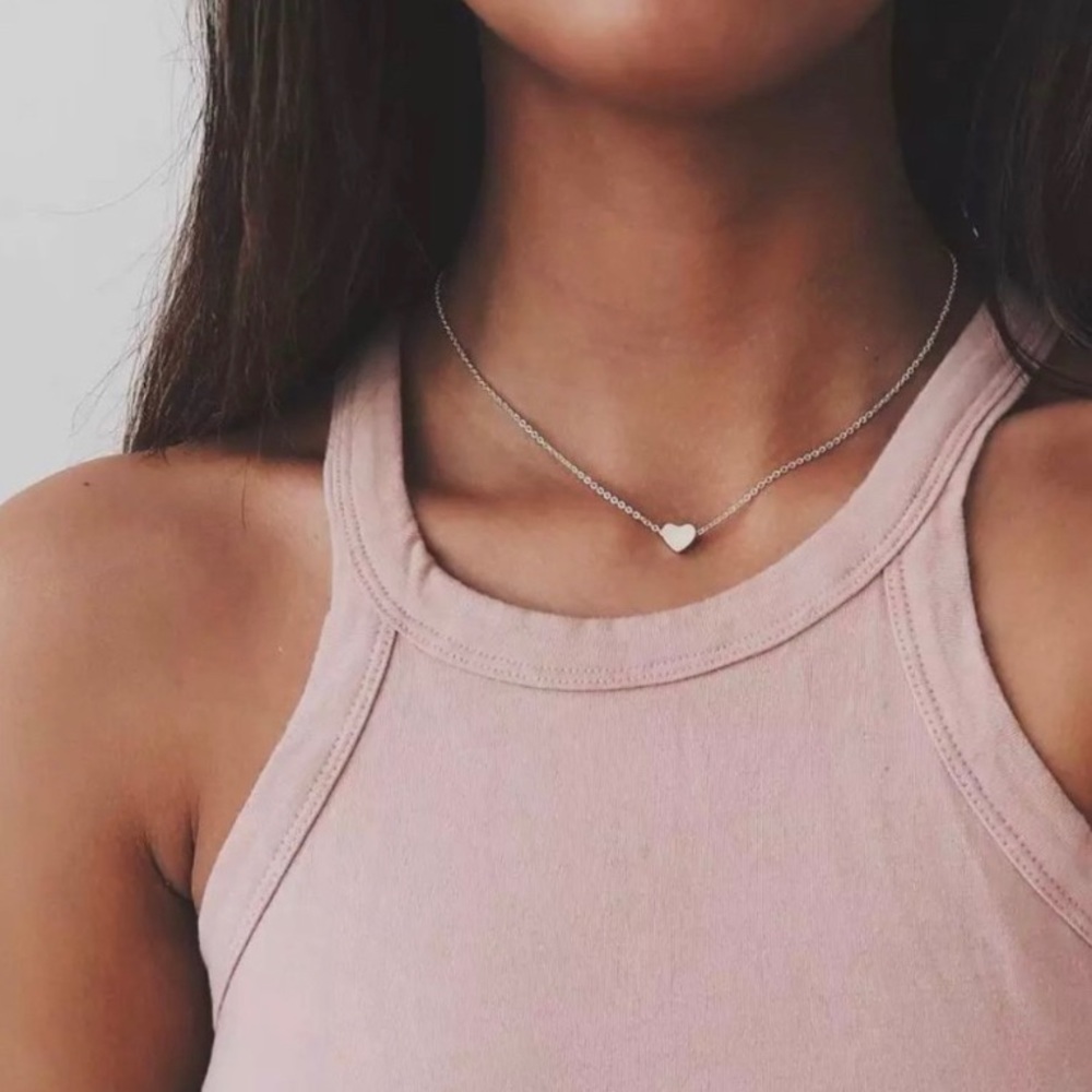 Silver Heart Choker Necklace